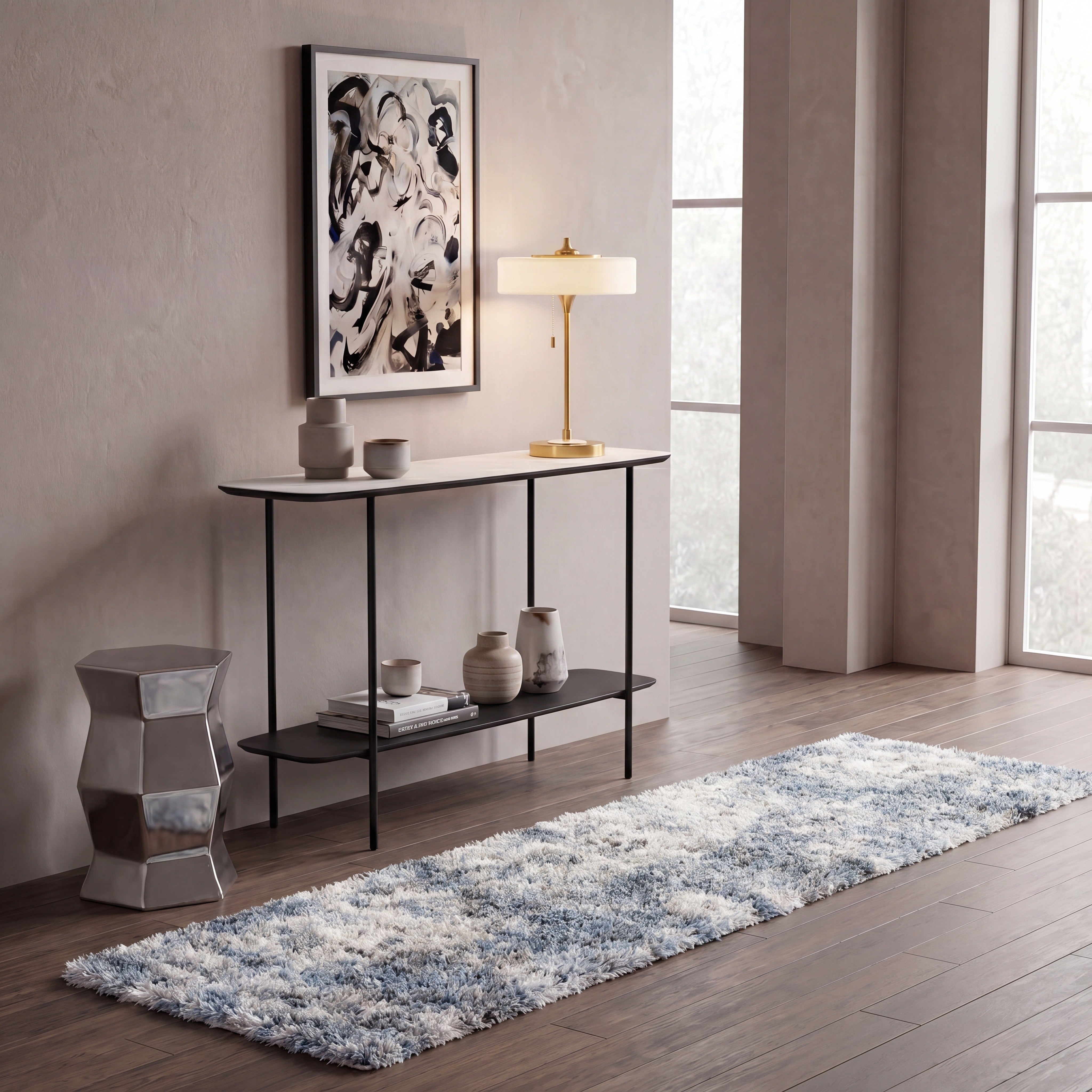 BERBER SHAG 274 – IVORY / BLUE