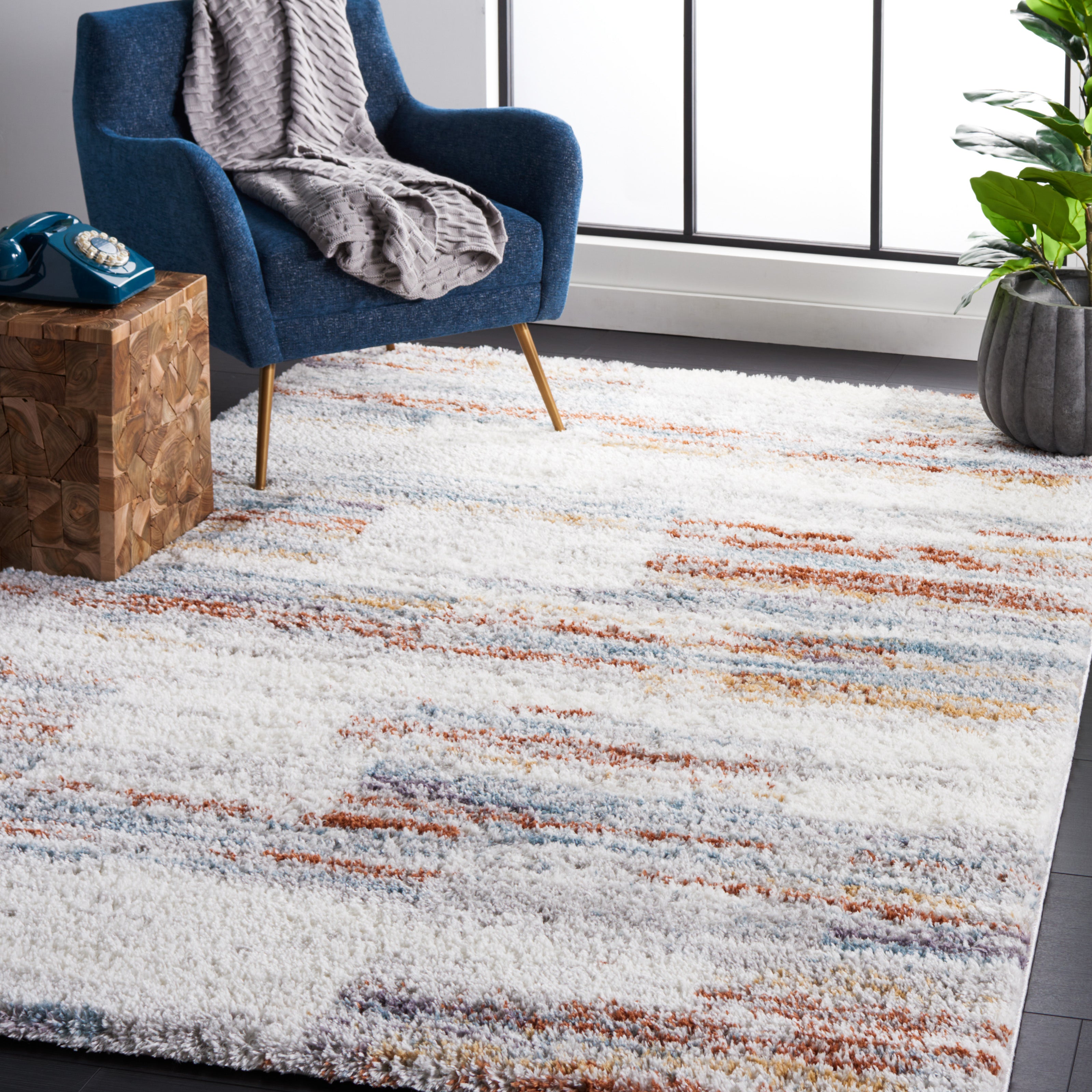 BERBER SHAG 541 – BLUE RUST / IVORY