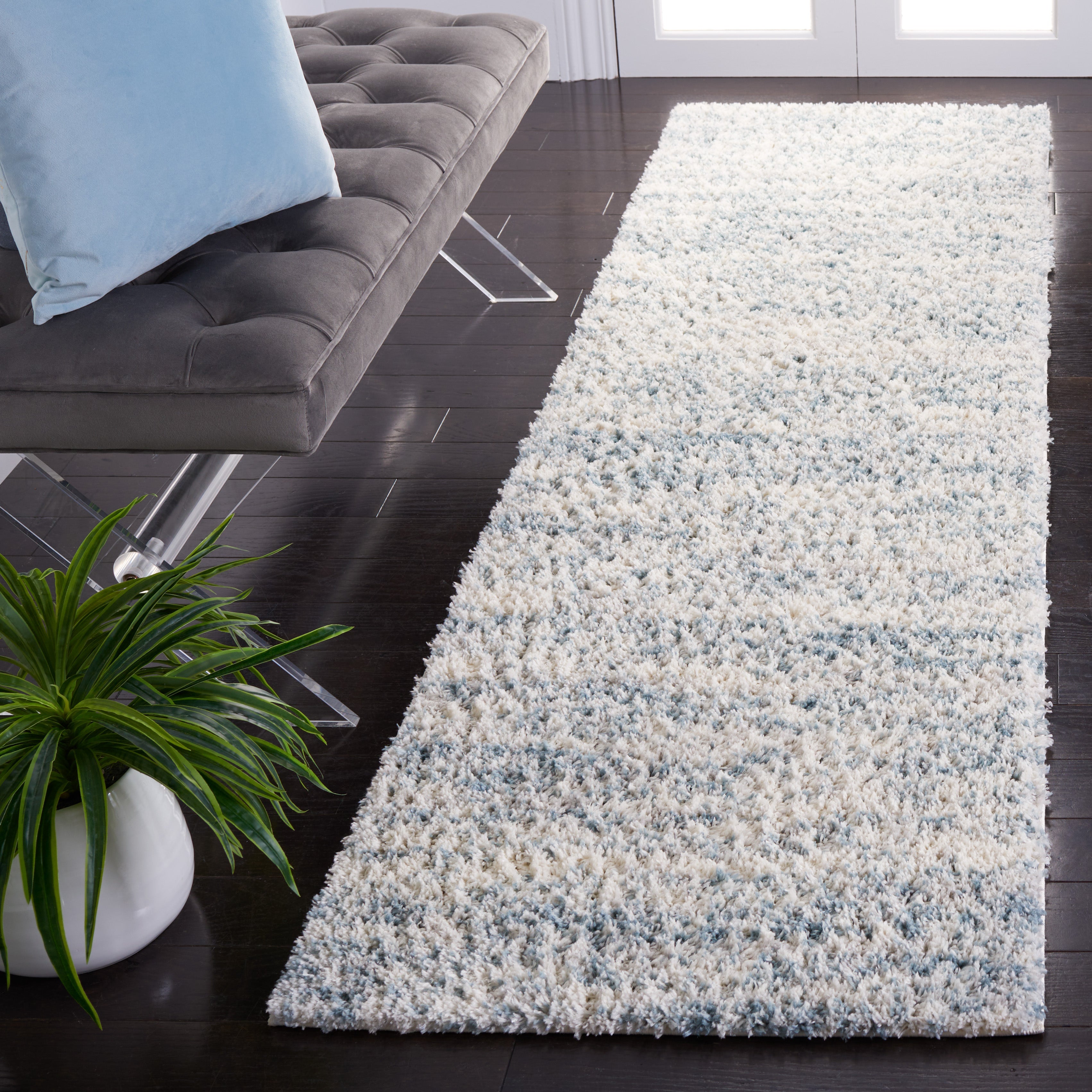 BERBER SHAG 563 – IVORY / LIGHT AQUA