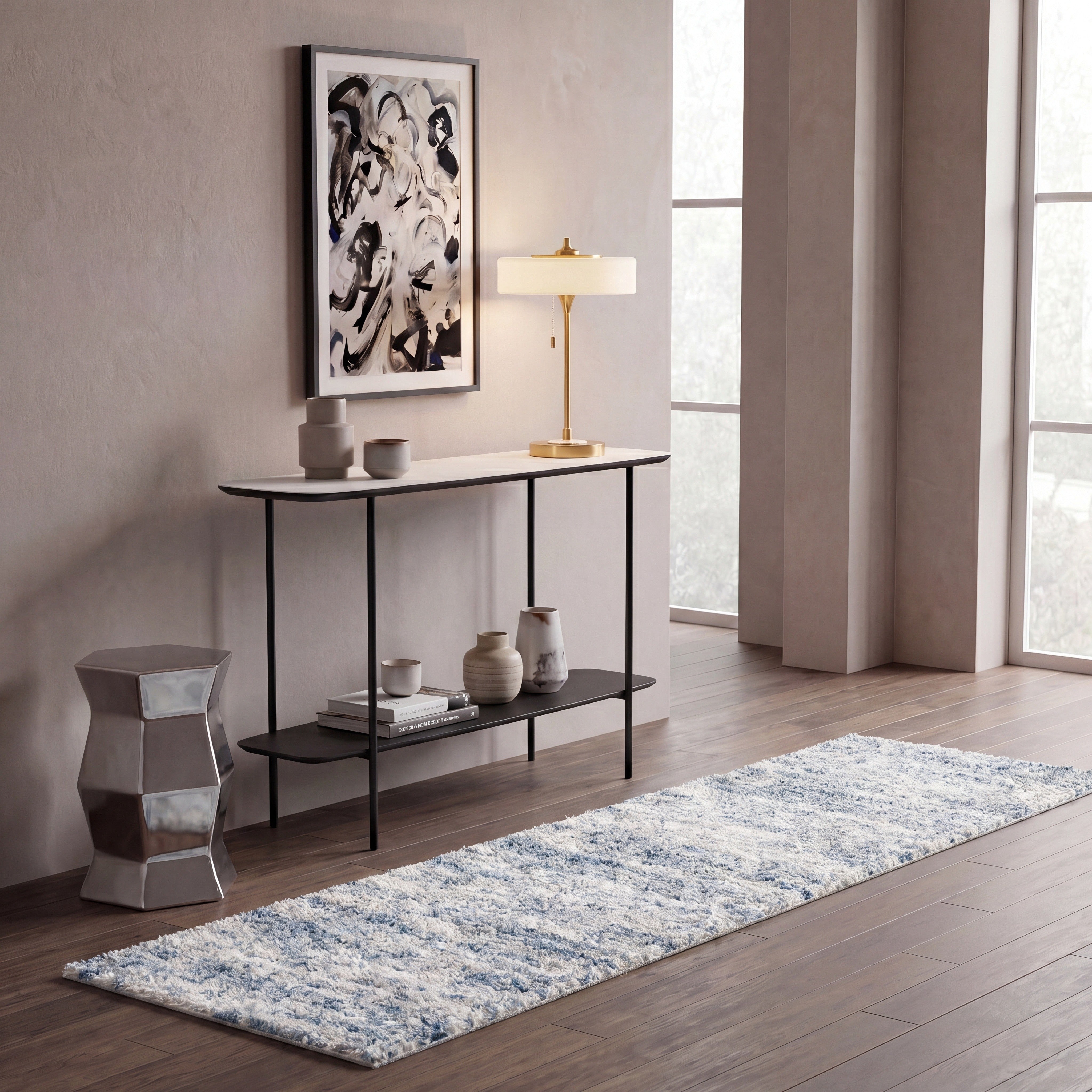 BERBER SHAG 563 – IVORY / LIGHT AQUA