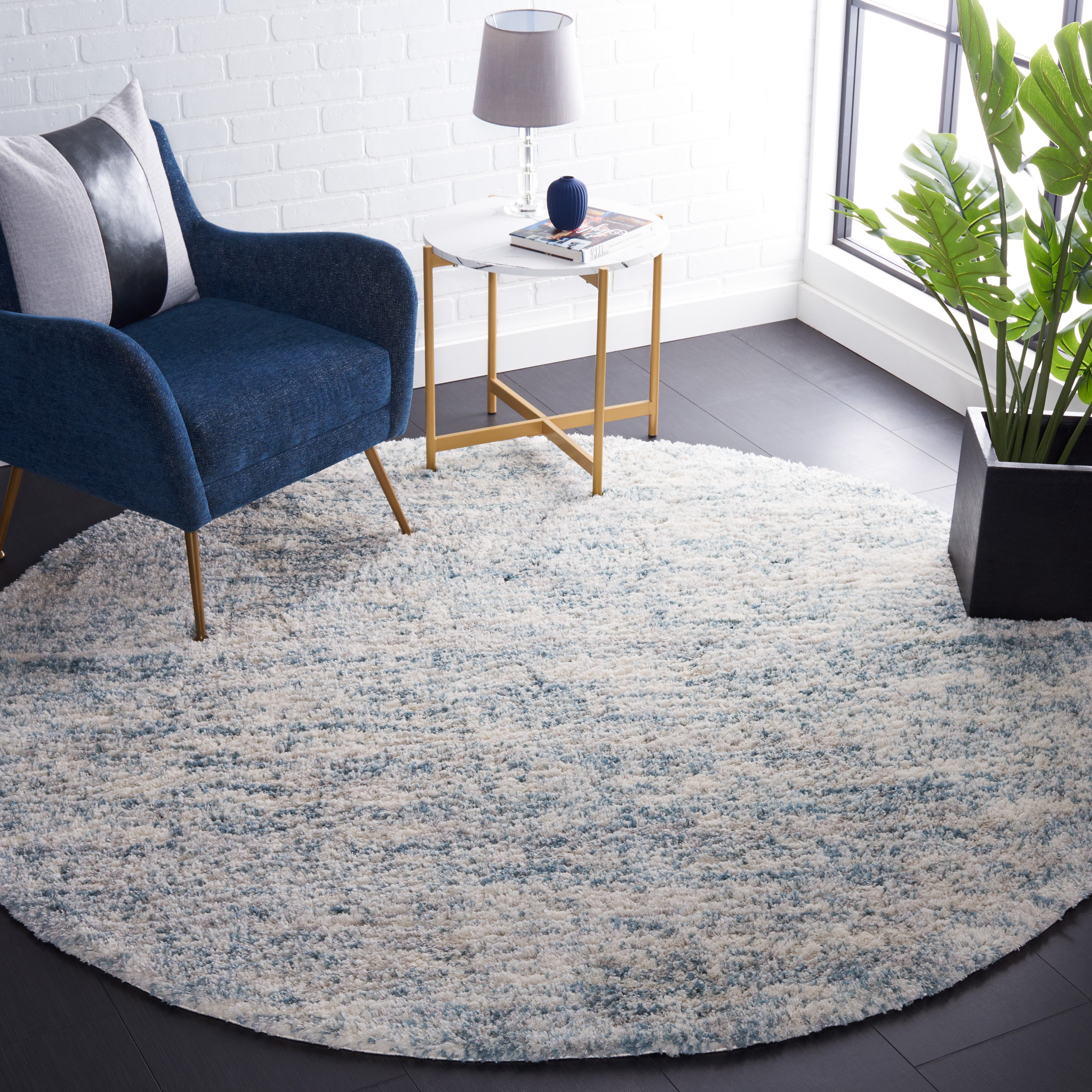 BERBER SHAG 563 – IVORY / LIGHT AQUA