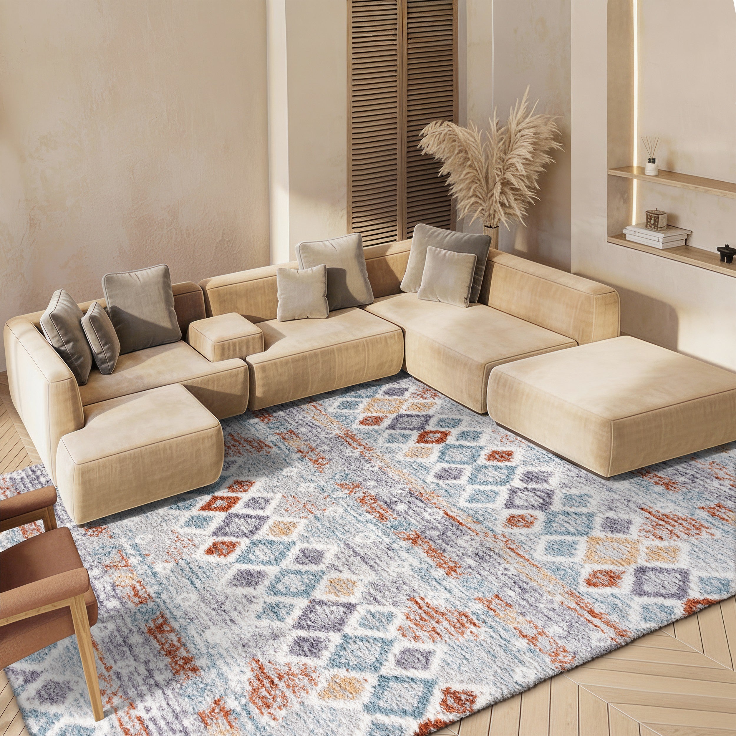 BERBER SHAG 585 – BLUE RUST / IVORY