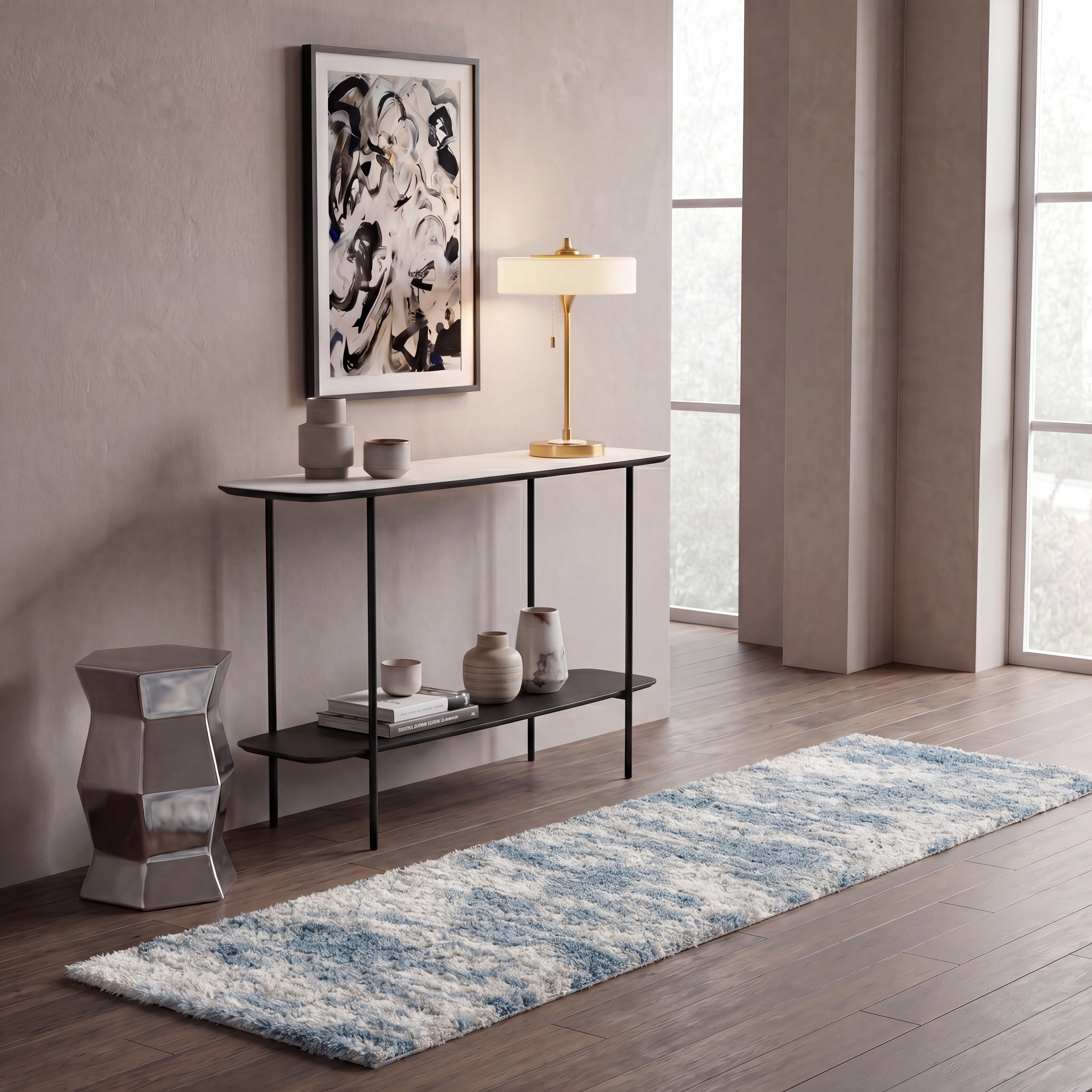 BERBER SHAG 586 – IVORY / BLUE