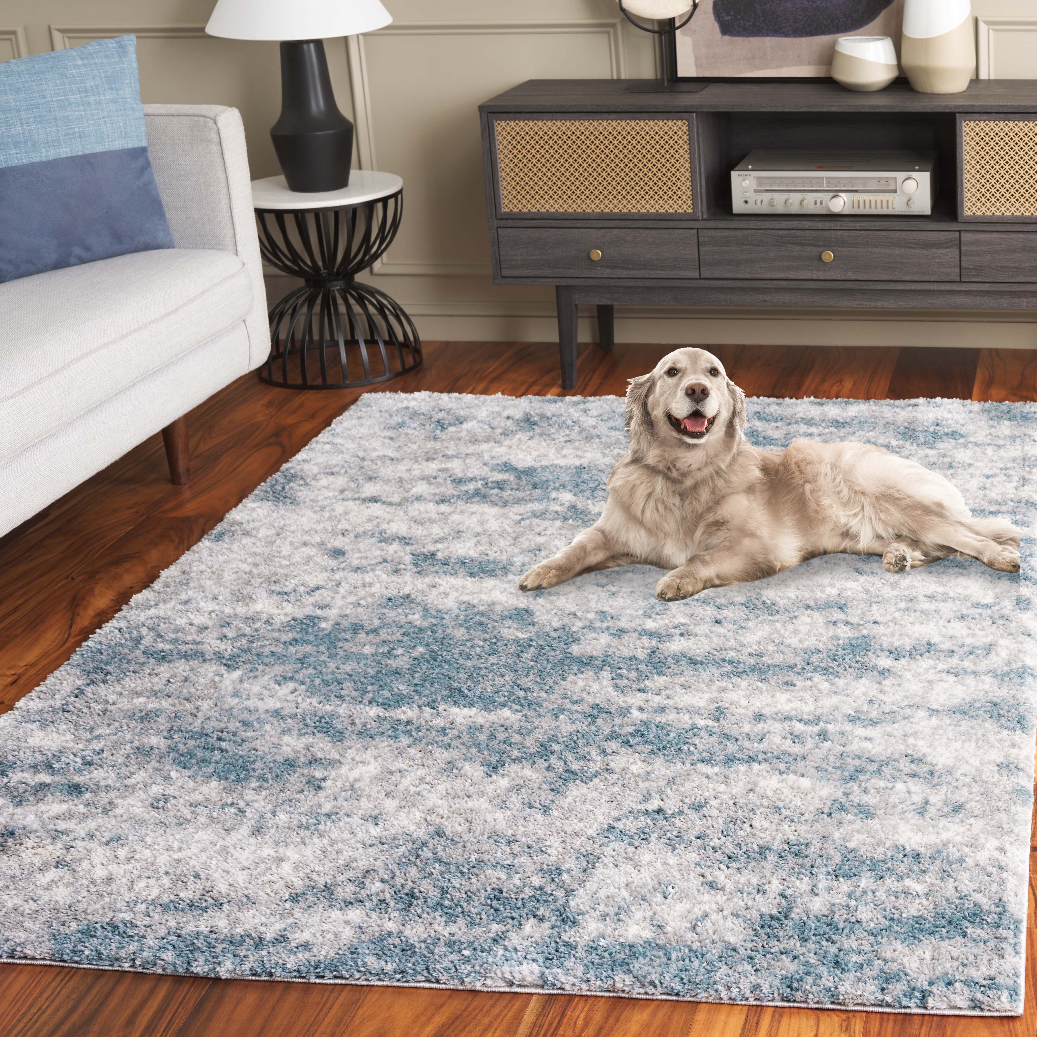 BERBER SHAG 586 – IVORY / BLUE