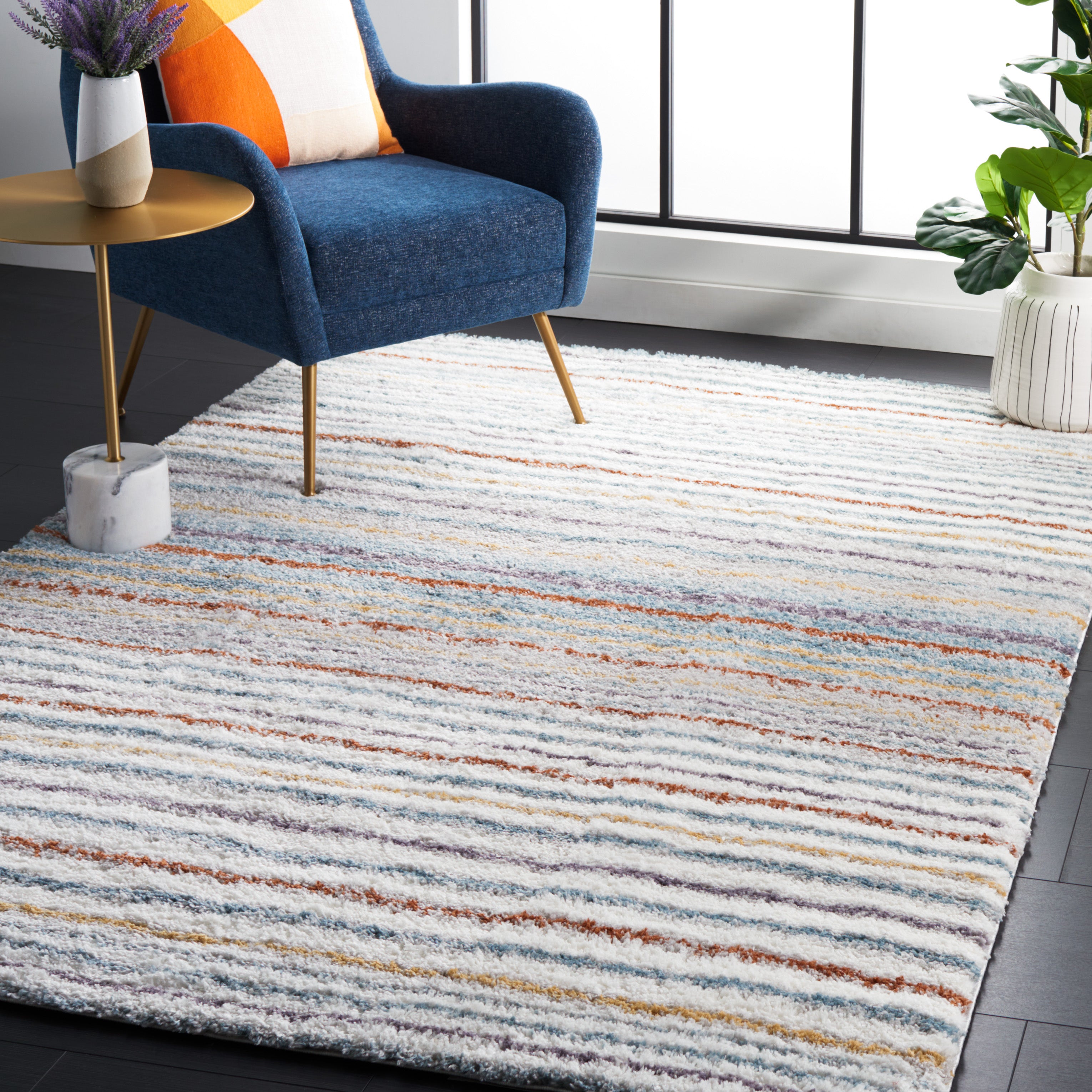BERBER SHAG 587 – BLUE RUST / IVORY