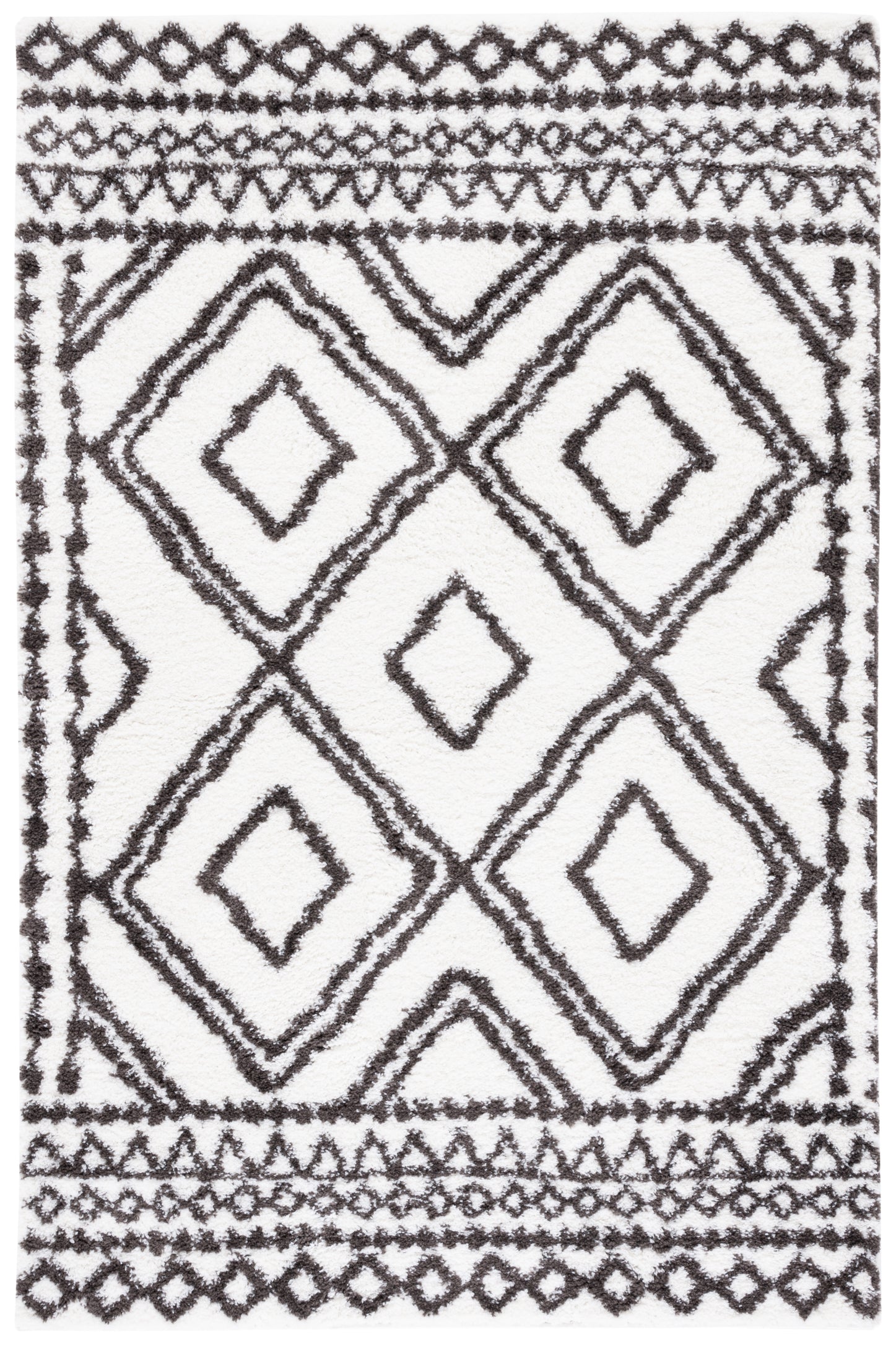 BERBER SHAG 589 – IVORY / DARK GREY