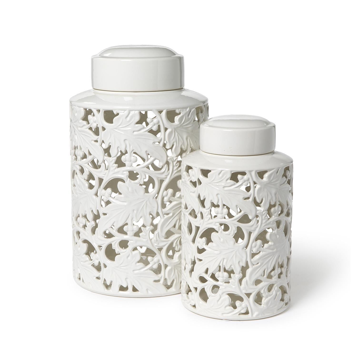 Two's Company Set of 2 Leaf Covered Jar