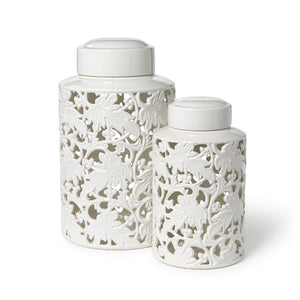 Two's Company Set of 2 Leaf Covered Jar