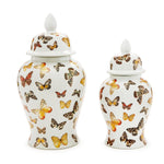 Two's Company S/2 Butterfly Garden Covered Temple Jar