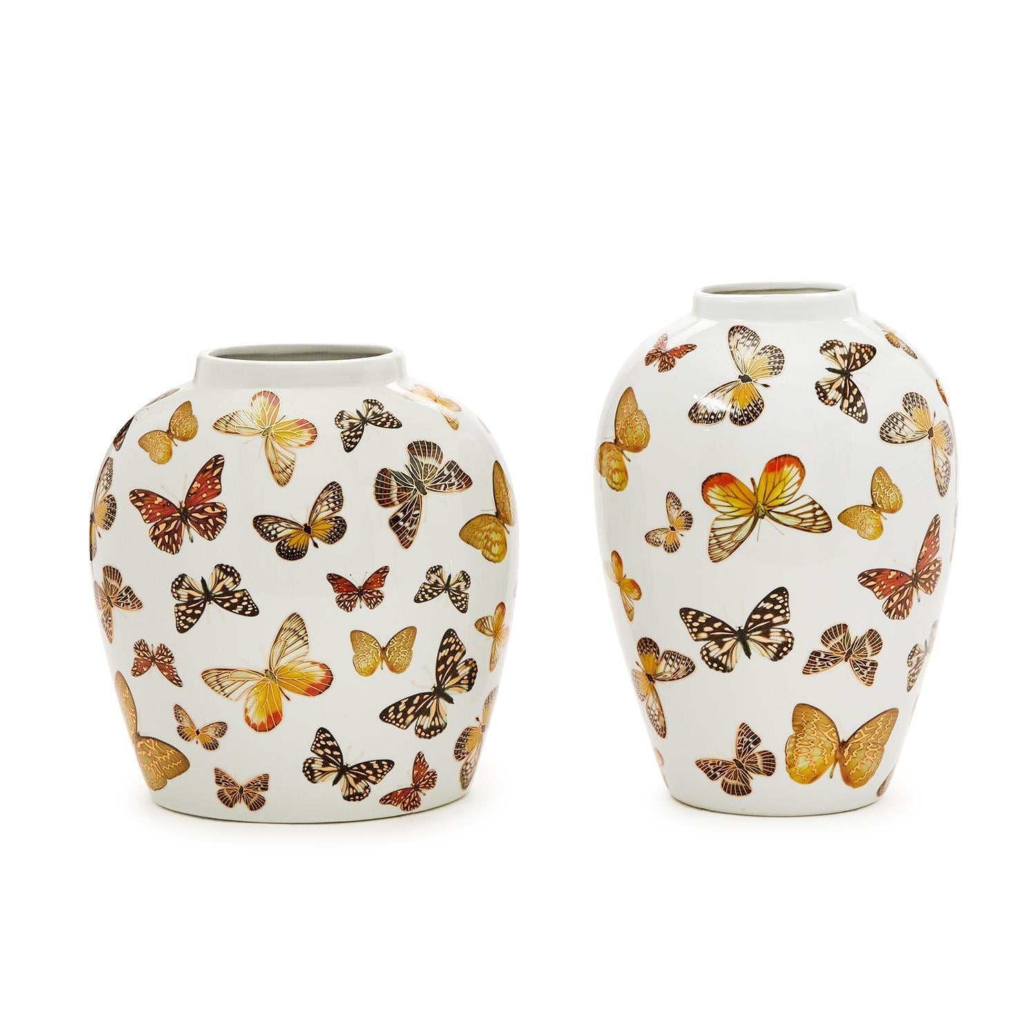 Two's Company S/2 Butterfly Garden Vase