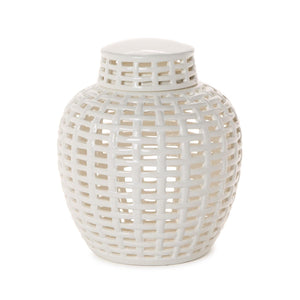 Tozai Home 8" Classic Covered Canton Jar with Hand Cut Openings Perfect for CandleSet of Decroation - BLF181