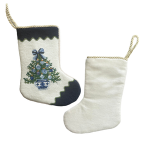 The Enchanted Home The Chinoiserie Tree Needlepoint Stocking (2 Sizes)