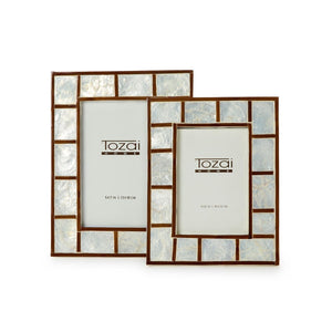 Tozai Home Set of 2 Hand Inlaid Bamboo/Capiz Shell Photo Frames - CAB128-S2