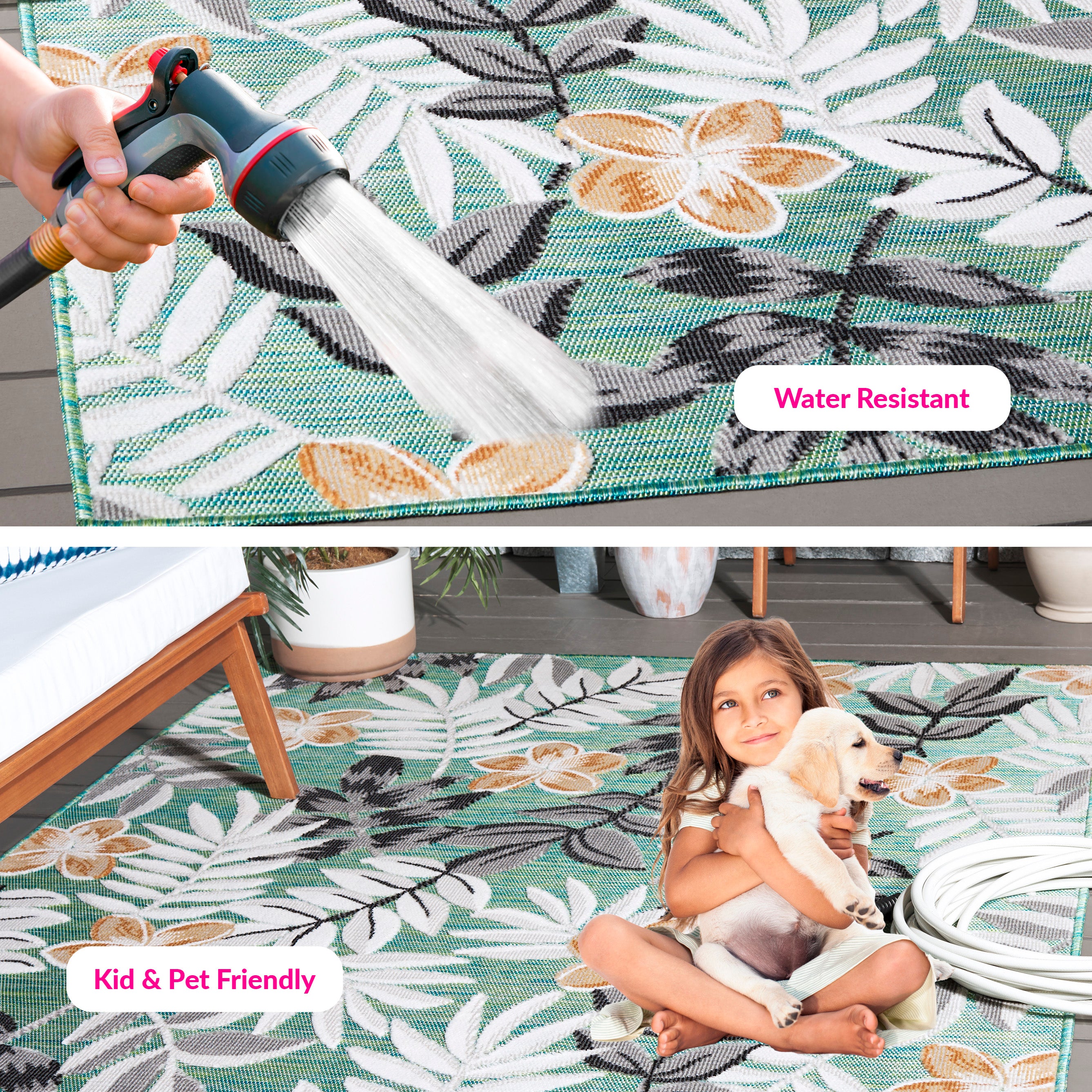 Safavieh Cabana 405 Rug, CBN405 - BLUE GREEN / GREY