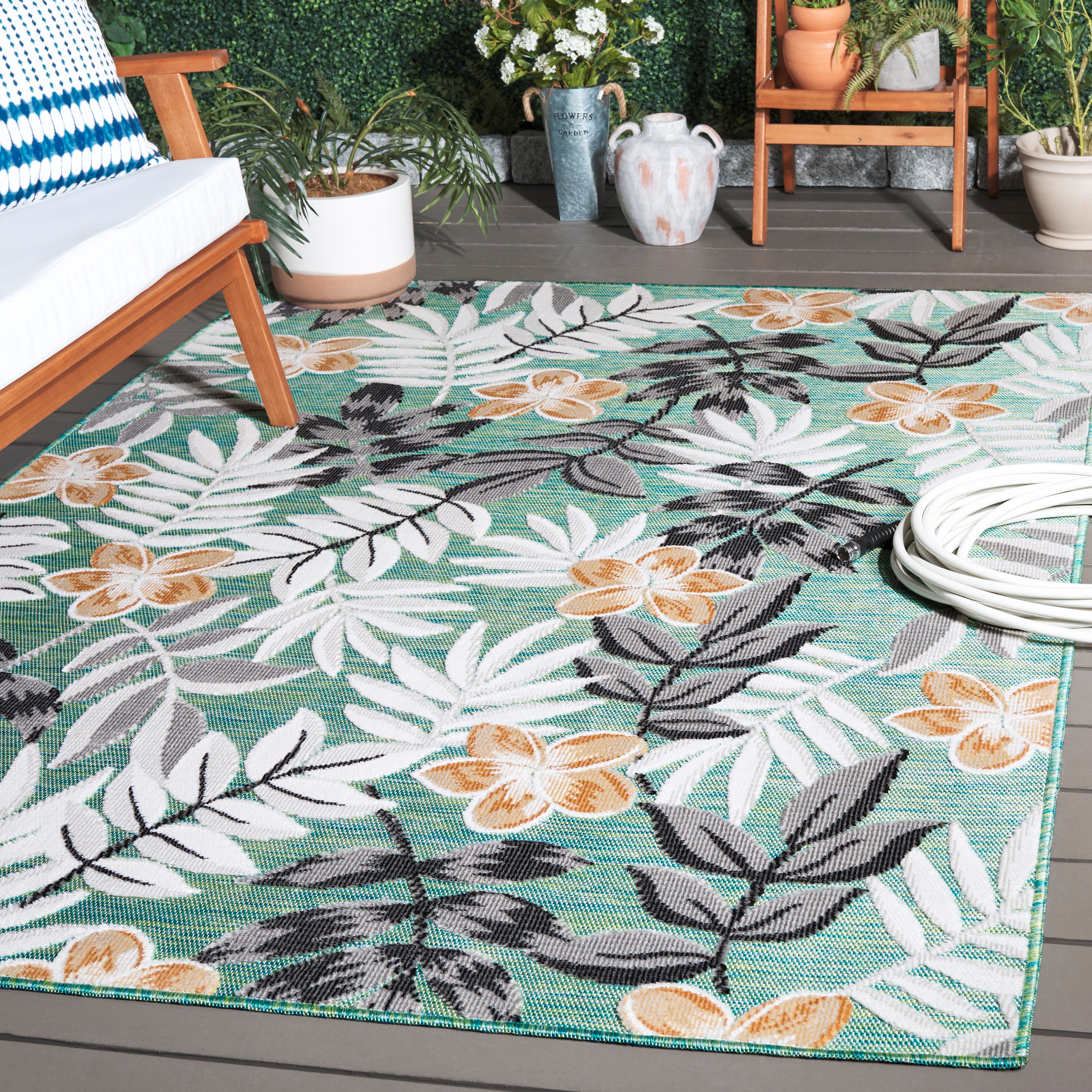 Safavieh Cabana 405 Rug, CBN405 - BLUE GREEN / GREY