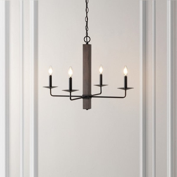 Safavieh Oakly 4Lt 24 Inch Chandelier, CHA4059 - Black / Walnut