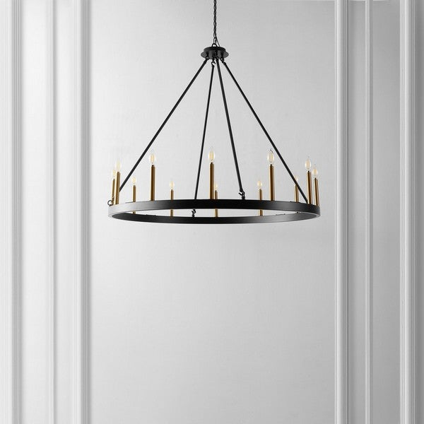 Safavieh Taelor 12 Lt 42 Inch Chandelier, CHA4066 - Matte Black / Gold