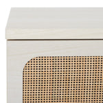 Safavieh Irelia 3 Drawer Chest, CHS9602 - Bleached White / Natural Rattan / Gold Handle