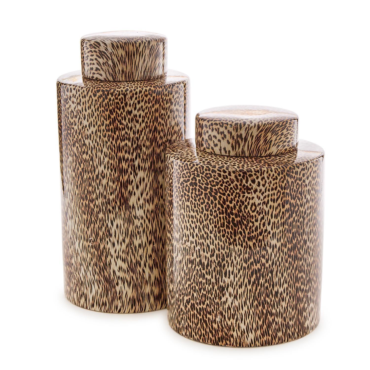 Two's Company S/2 Leopard Print Jars