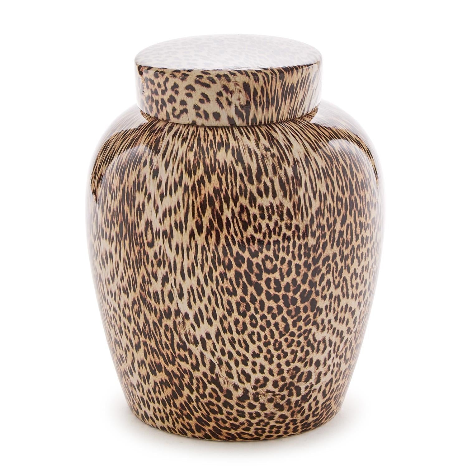 Two's Company 8" Leopard Print Covered Jar