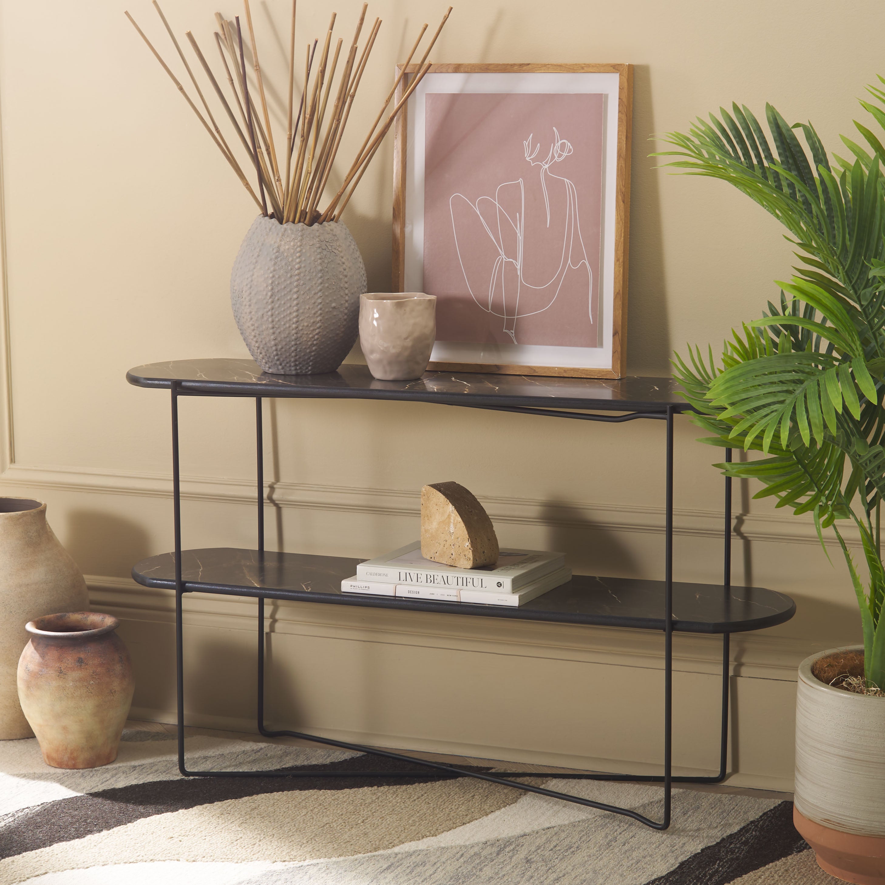 Safavieh Marlee Console Table, CNS4206 - Dark Sandstone / Black