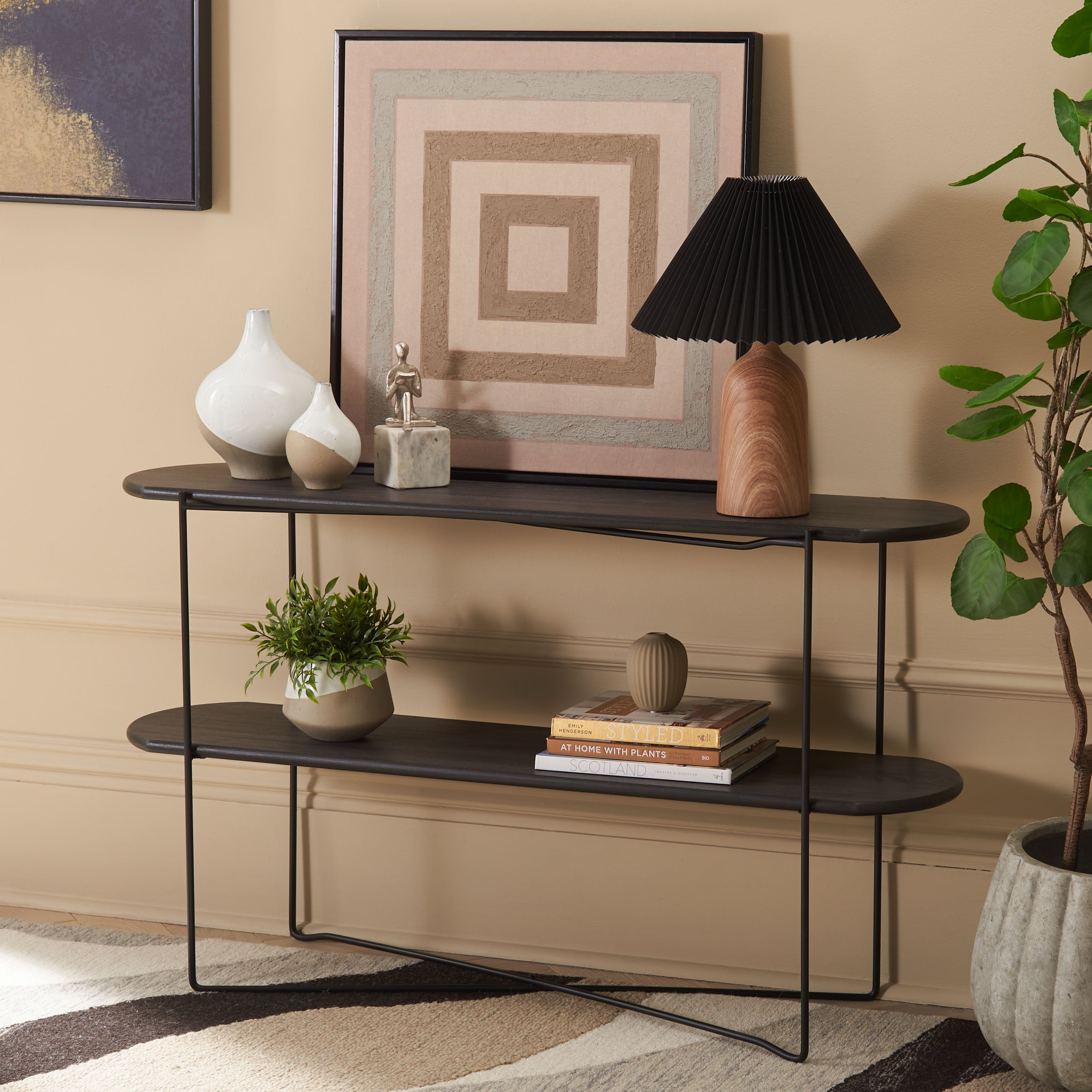 Safavieh Marlee Console Table, CNS4206 - Dark Grey Oak / Black
