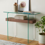 Safavieh Kayley Console Table , CNS7001 - Glass / Walnut Paper Weneer