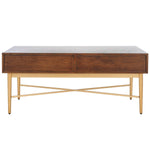Safavieh Pierre 2 Drawer Coffee Table, COF6404 - Walnut / Gold