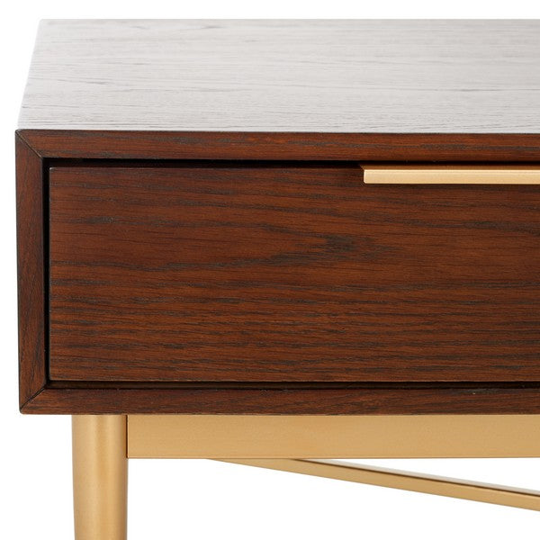 Safavieh Pierre 2 Drawer Coffee Table, COF6404 - Walnut / Gold