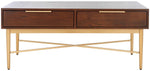 Safavieh Pierre 2 Drawer Coffee Table, COF6404 - Walnut / Gold