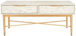 Safavieh Pierre 2 Drawer Coffee Table, COF6404 - White Washed / Gold