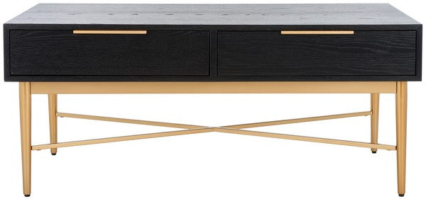 Safavieh Pierre 2 Drawer Coffee Table, COF6404 - Black / Gold