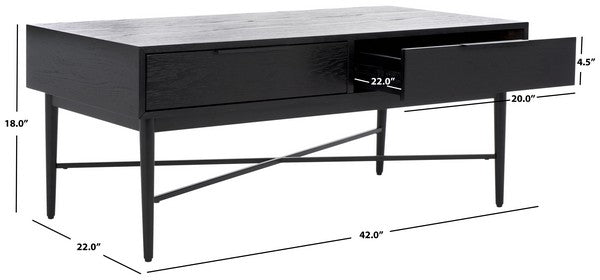 Safavieh Pierre 2 Drawer Coffee Table, COF6404 - Black
