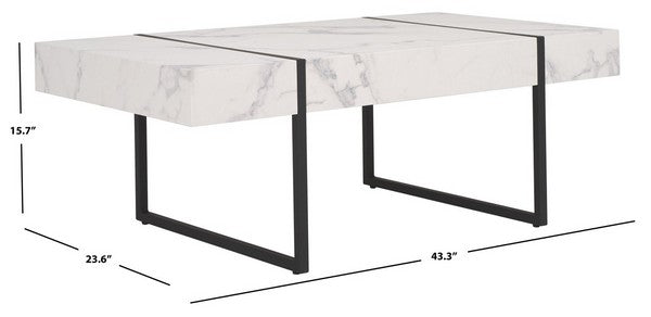 Safavieh Tristan Rectangular Modern Coffee Table, COF7000 - White / Black