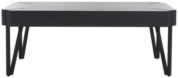 Safavieh Liann Rustic Midcentury Wood Top Coffee Table , COF7003 - Black Stripe/ Black