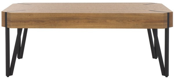Safavieh Liann Rustic Midcentury Wood Top Coffee Table , COF7003 - Natural Brown / Black
