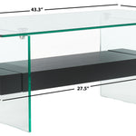 safavieh kayley glass coffee table, cof7004 - Glass / Black Stripe