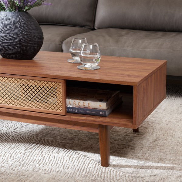 Safavieh Ceu 2 Door Coffee Table, COF9602 - Walnut/ Gold