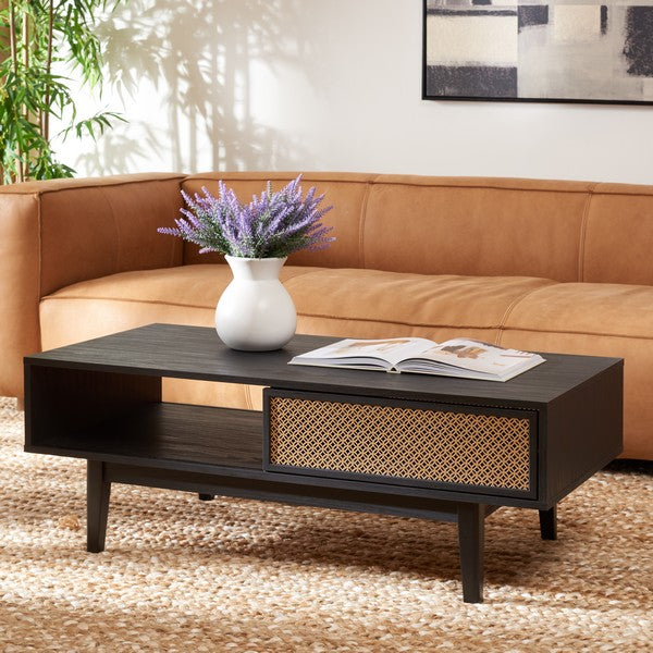 Safavieh Ceu 2 Door Coffee Table, COF9602 - Black/ Gold