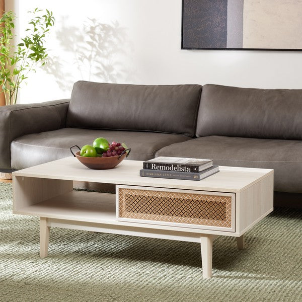 Safavieh Ceu 2 Door Coffee Table, COF9602 - Bleached White/ Gold