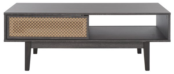 Safavieh Ceu 2 Door Coffee Table, COF9602 - Distressed Black/ Gold