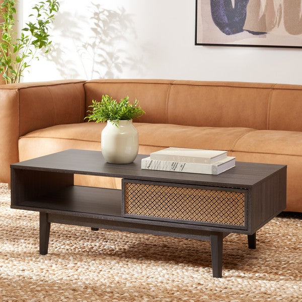 Safavieh Ceu 2 Door Coffee Table, COF9602 - Distressed Black/ Gold