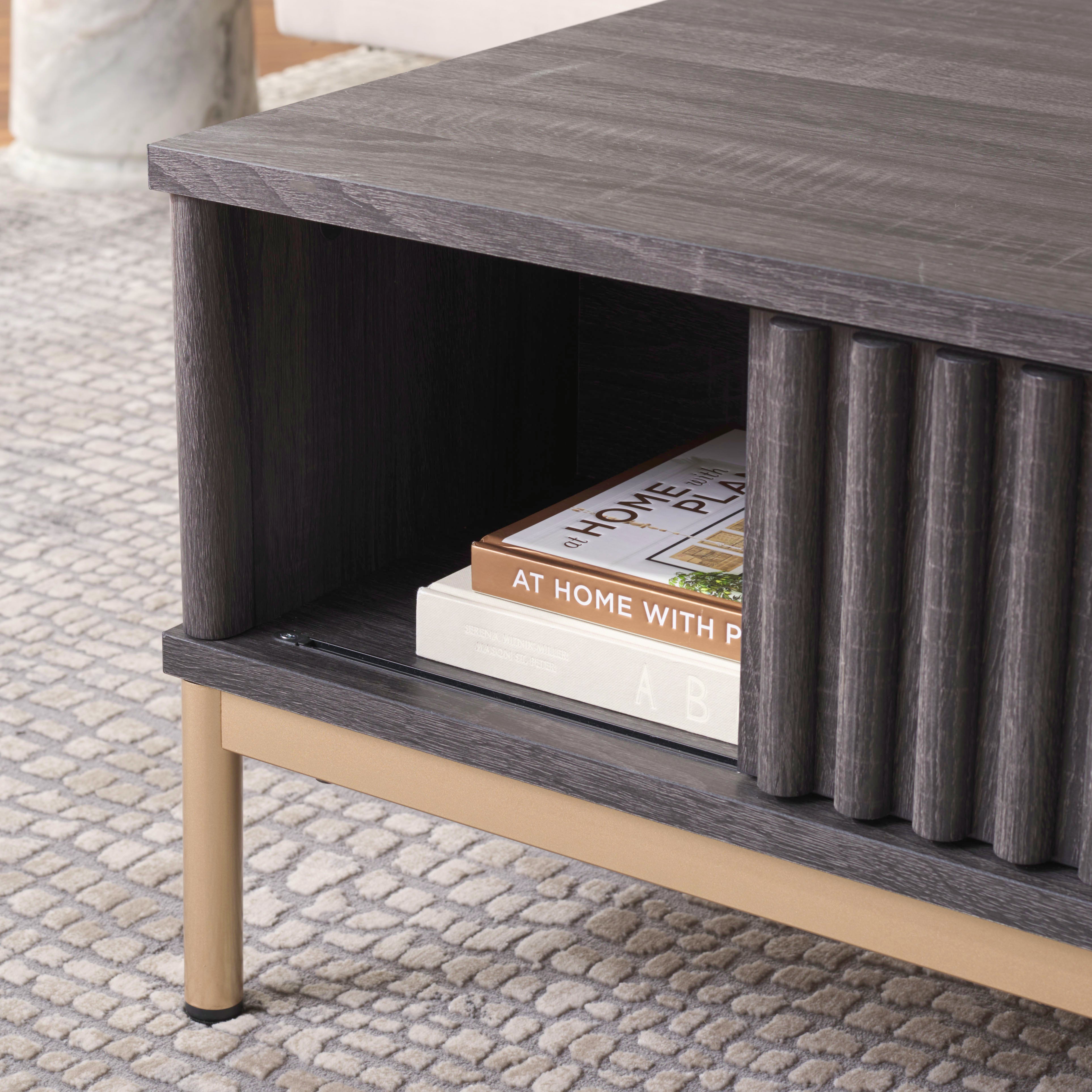 Safavieh Lylia 2 Door Coffee Table, COF9603 - Distressed Black / Gold