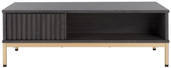 Safavieh Lylia 2 Door Coffee Table, COF9603 - Distressed Black / Gold