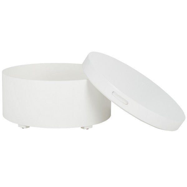 Safavieh Rafaela Round Tray Top Coffee Table With Storage, COF9704 - White