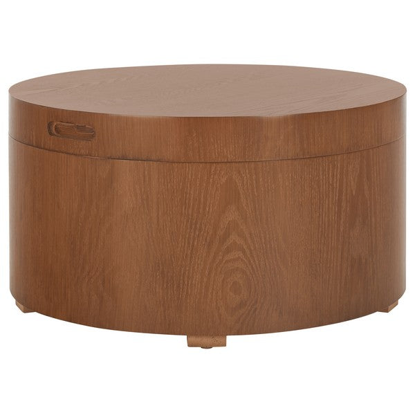 Safavieh Rafaela Round Tray Top Coffee Table With Storage, COF9704 - Walnut
