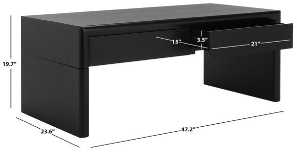 Safavieh Rune Coffee Table W/ Drawers, COF9707 - Black