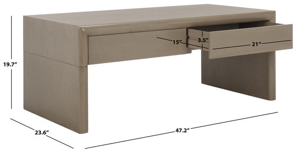 Safavieh Rune Coffee Table W/ Drawers, COF9707 - Sandy Grey