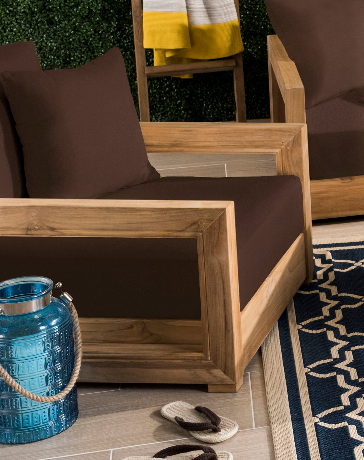Safavieh Couture Montford Armchair - Natural Teak / Dark Brown