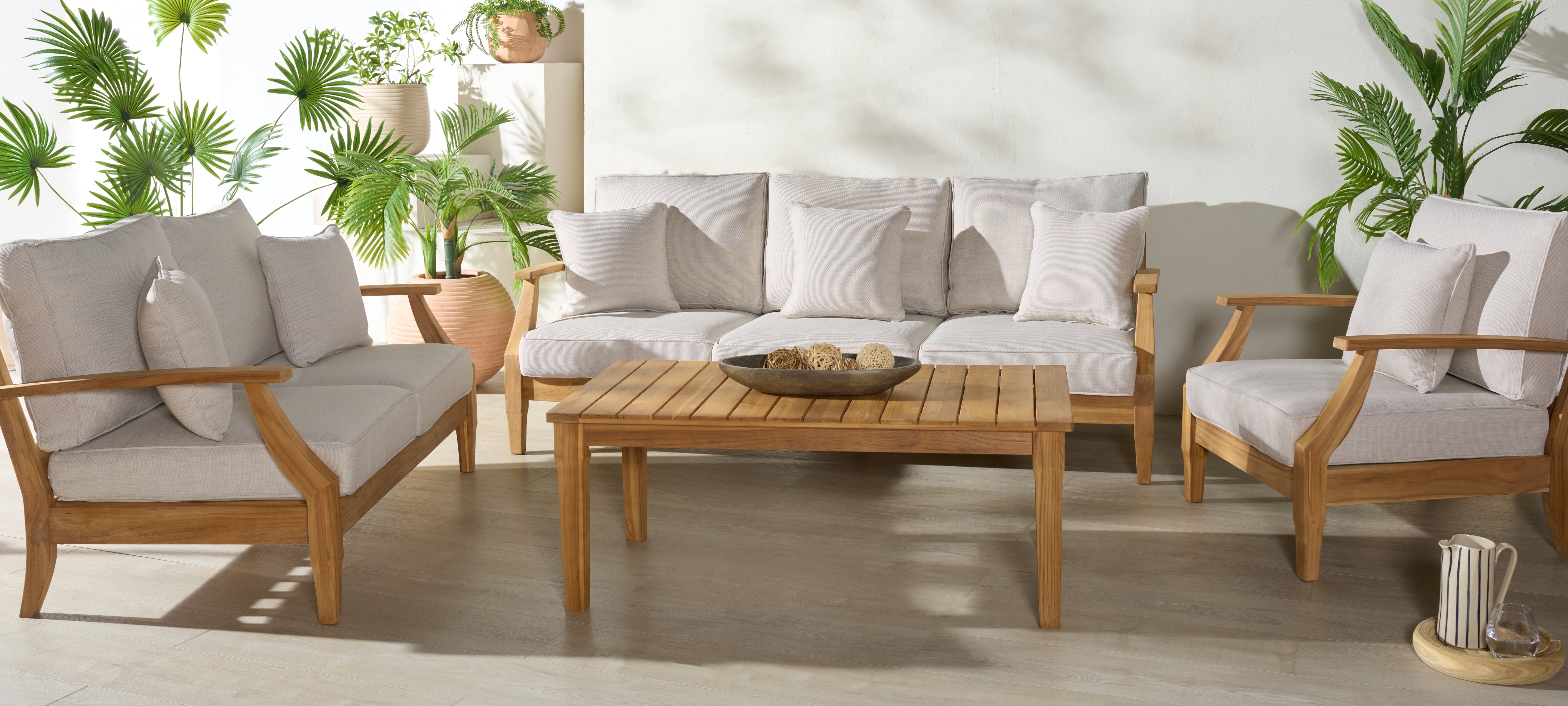 WHITE / NATURAL TEAK